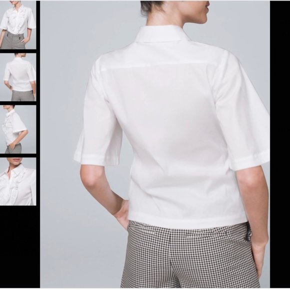 WHBM: Ruffle-Front Poplin Blouse - Picture 2 of 7